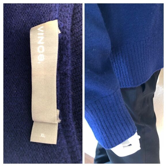 Vince Deep V-Neck Blue Cashmere Sweater - Picture 6 of 8